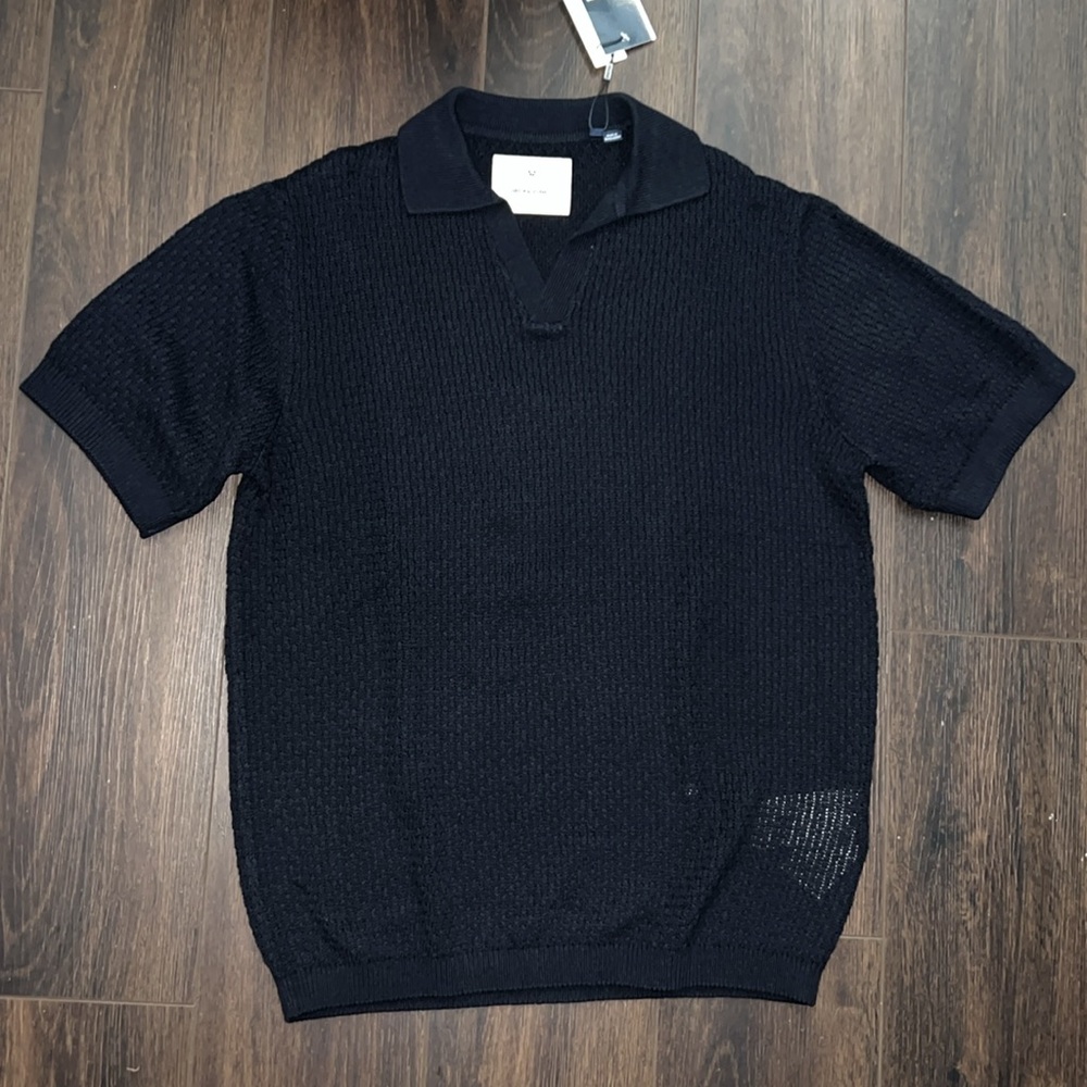 JACK & JONES Blupaulin Knit Men’s Polo Shirt, Night Sky, Size: Medium